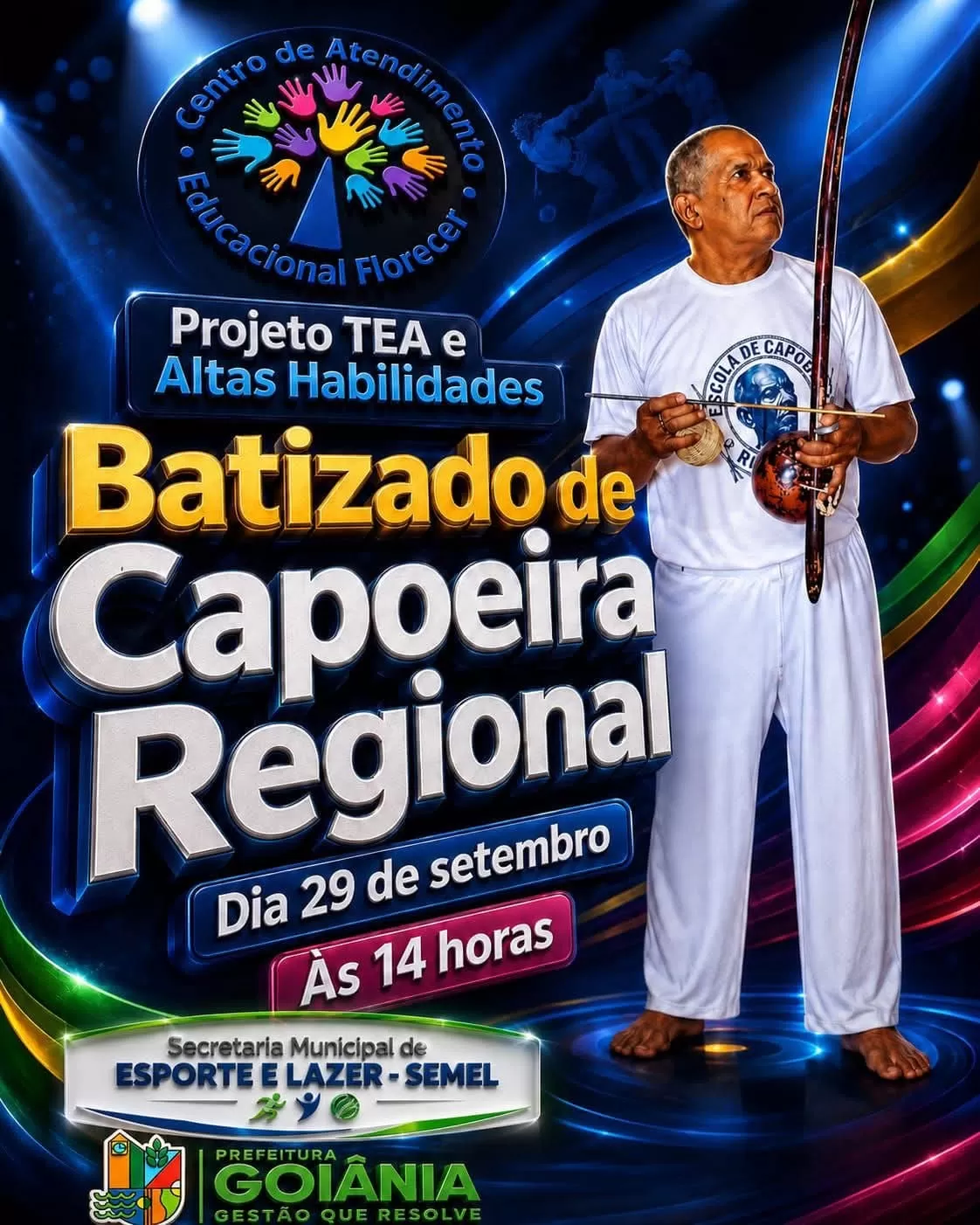 Cartaz do evento Batizado de Capoeira Regional