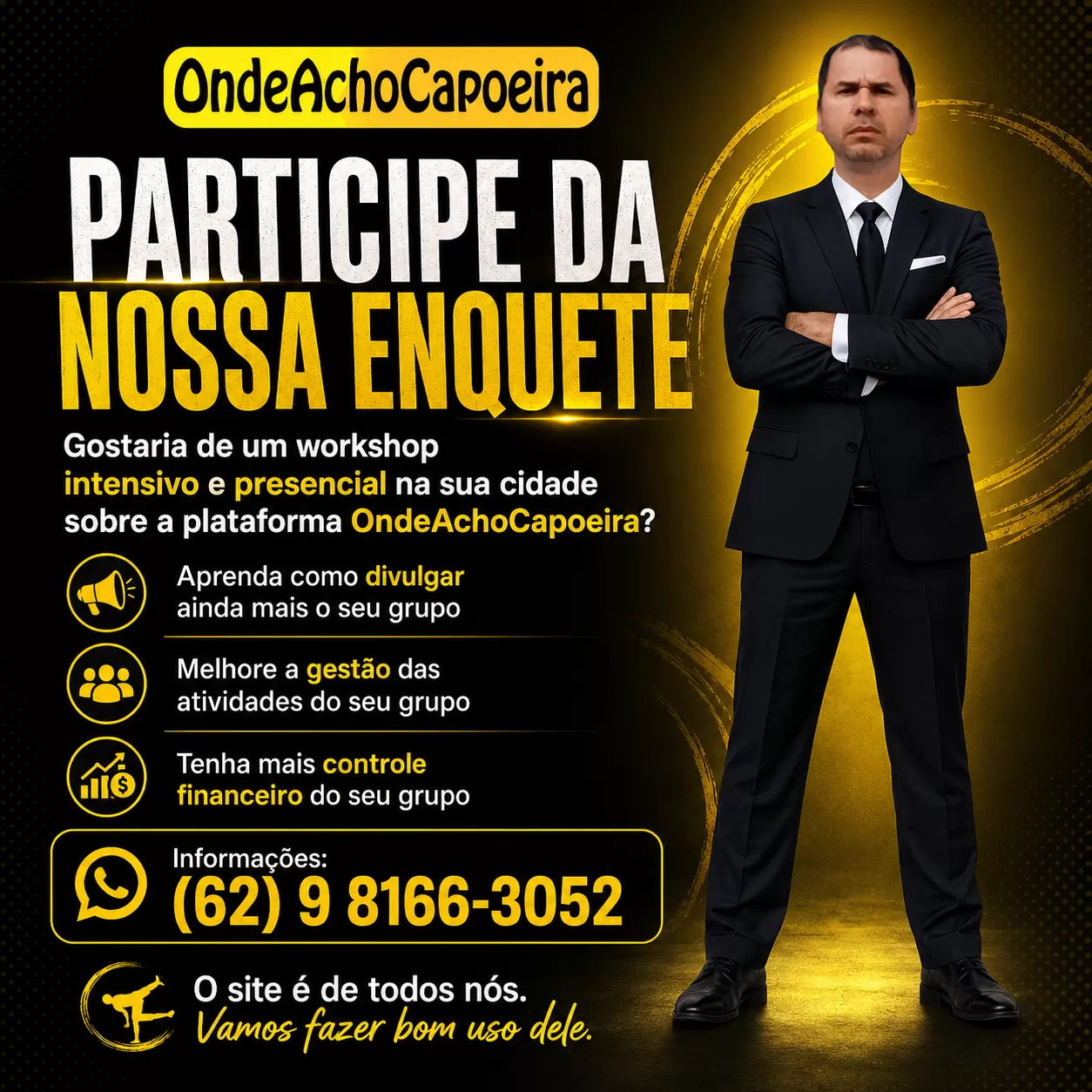 Cartaz da notícia Participe da nossa enquete: Workshop OndeAchoCapoeira
