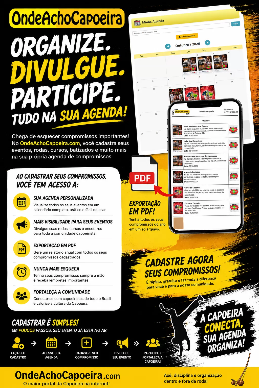 Cartaz da notícia Sua agenda de compromissos no OndeAchoCapoeira