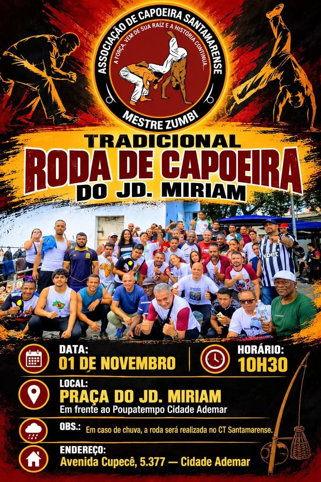 Cartaz da notícia Tradicional Roda de Capoeira - 01/11/2026