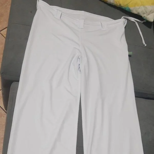 Calça de Capoeira Branca 100% Pliéster Infantil