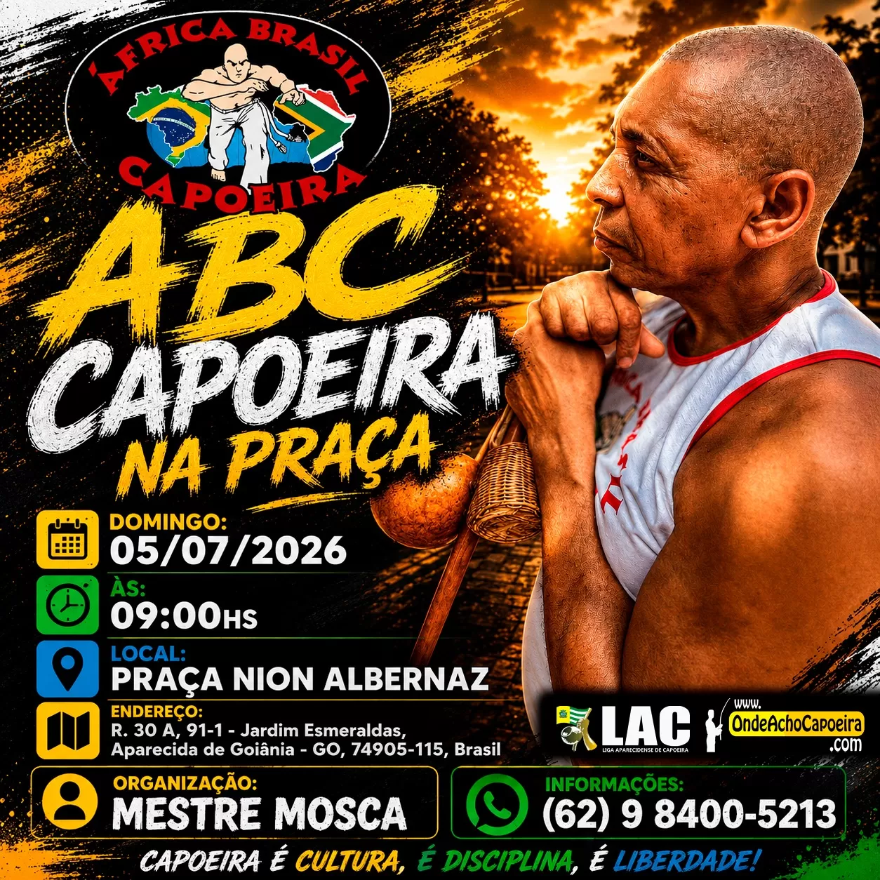 Cartaz da roda ABC Capoeira na Praça