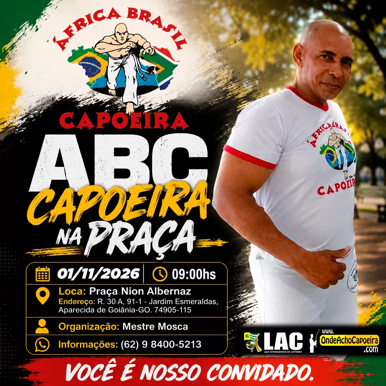 Cartaz da roda Projeto ABC Capoeira na Praça