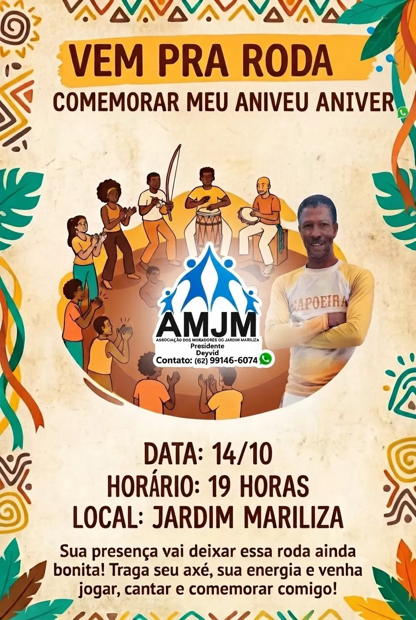 Cartaz da roda Roda de Aniversário do Prof. Turista